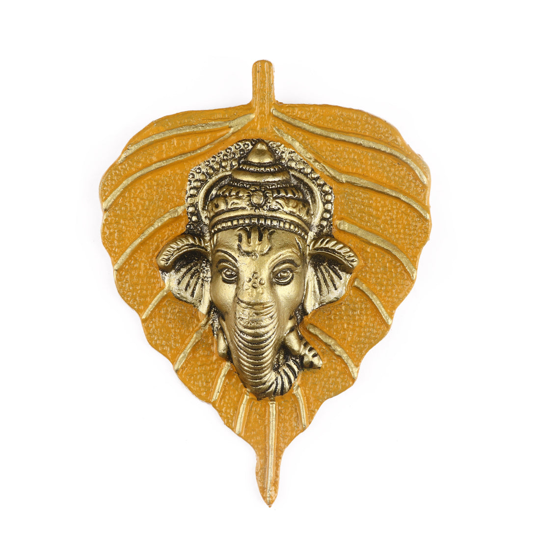 1 Pc Lord Ganesh Face on Leaf Patta Wall Hanging - Blue