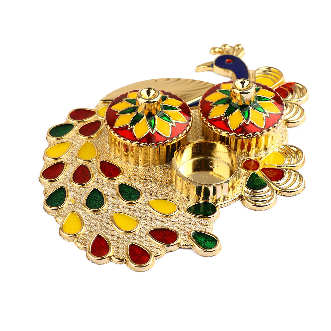 Alluring Peacock Roli Akshat Platter