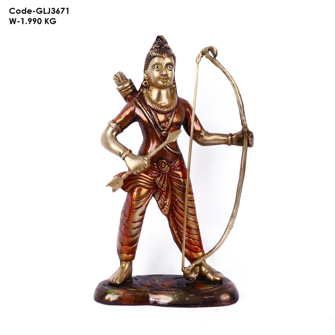 10.6 Inch Victorious Ram with Bow Brass Idol