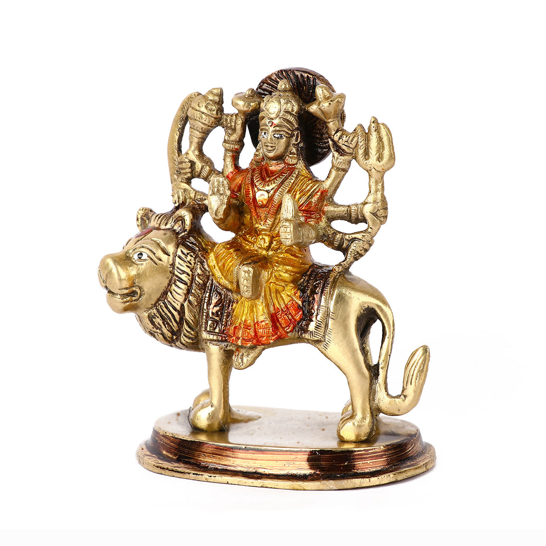 4.9 Inch Fascinating Brass Sherawali Mata Idol