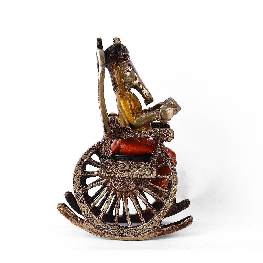 4.5 Inch Pure Brass Reading Book Ganesha Statue