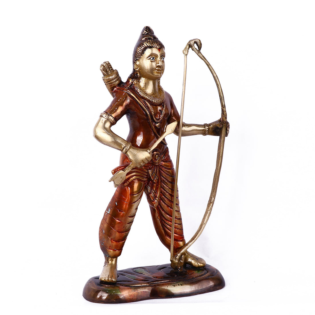 10.6 Inch Victorious Ram with Bow Brass Idol