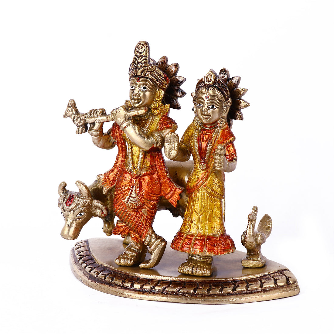 5.3 Inch Charismatic Radha Krishna Colorful Brass Idol