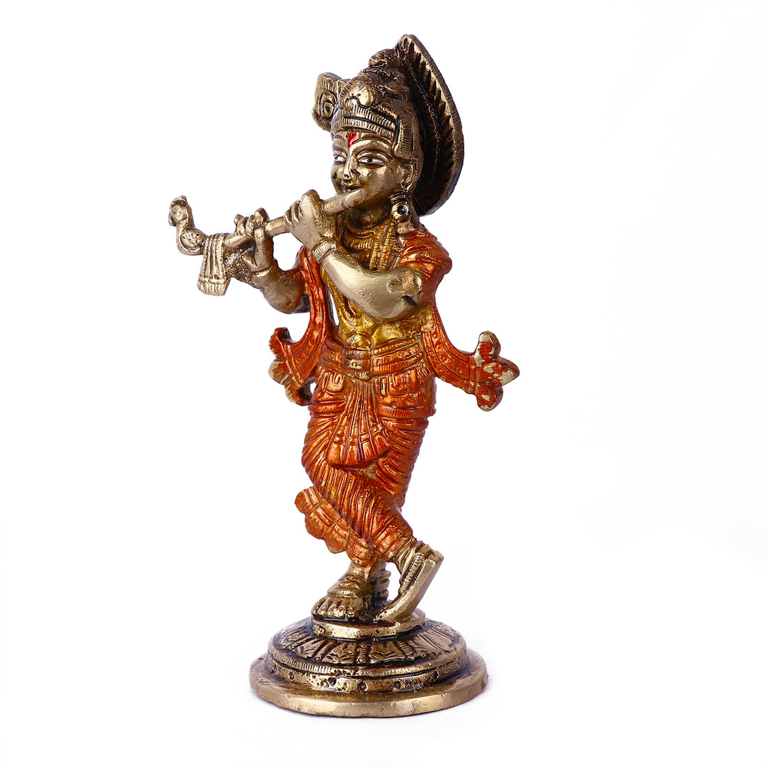 5.8 Inch Enchanting Krishna Brass Idol