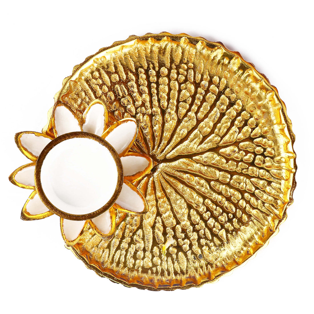 Adorable Gold And White Pooja Platter