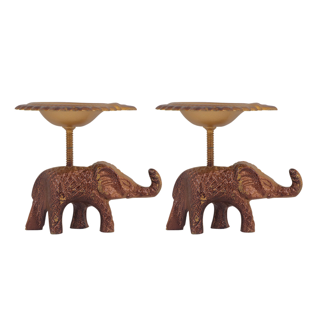 Spectacular Metal Elephant with Diya Showpiece