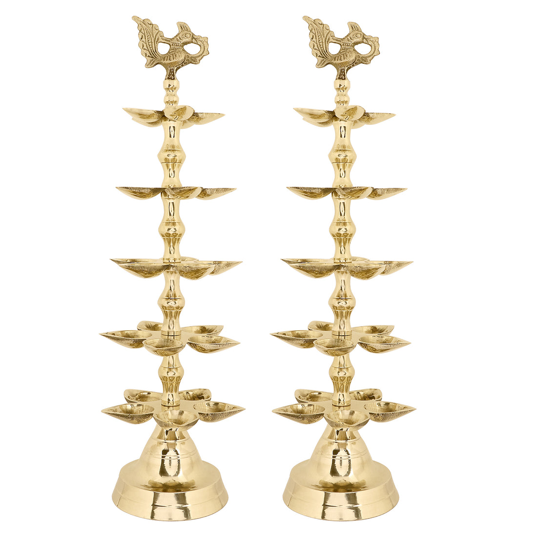 Brass 5 Step Panchmukhi Peacock Kerala Diya