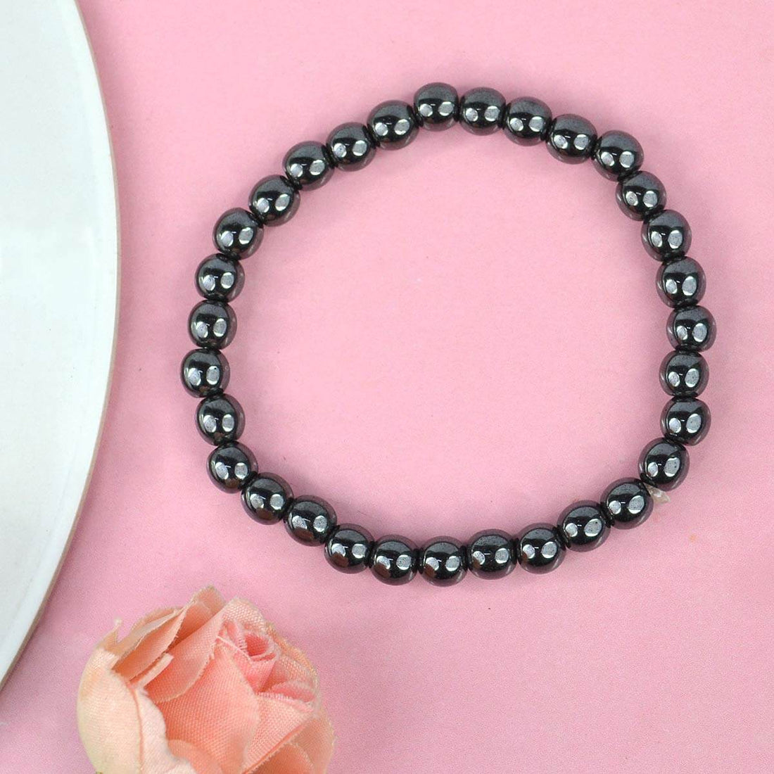 Authentic Hematite Crystal Bracelet for Reiki Healing with 6mm Beads for Grounding and Balance. India’s Largest Pooja Accessories Brand – www.satvikstore.in