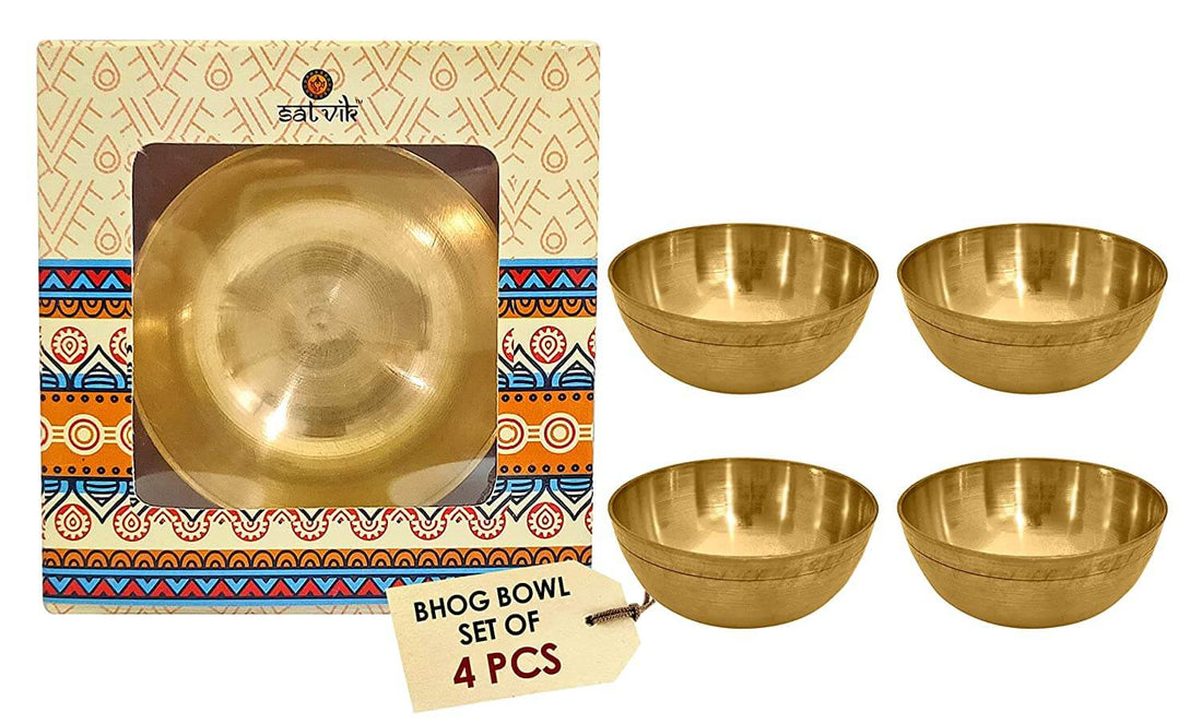 Brass Bhog Bowl (Big) is a large traditional offering bowl used for presenting prasad during religious rituals and poojas. Made from premium-quality brass, it enhances the sanctity and significance of your spiritual practices – India’s Largest Pooja Accessories Brand – www.satvikstore.in