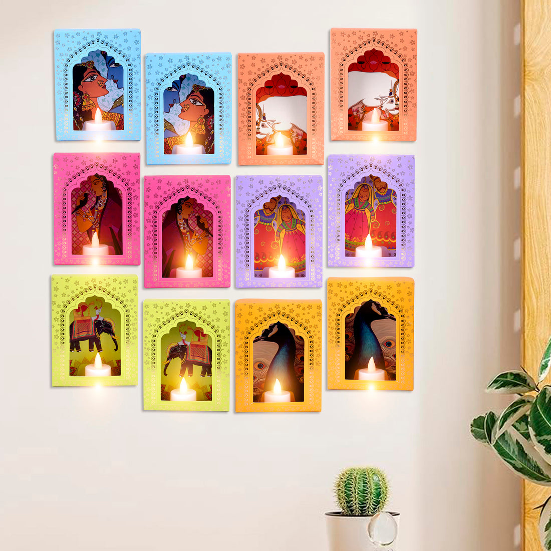LED Deep Mala Diwali Decorations with LED Candles: Traditional Hanging Jharokha Boxes