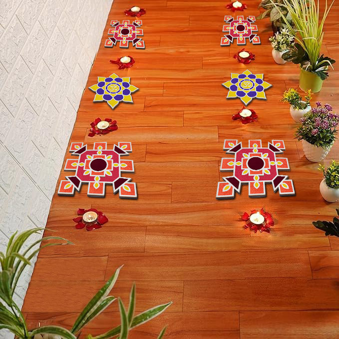 8-Inch Reusable Rangoli Stencils: DIY Decor Essentials Set of 6