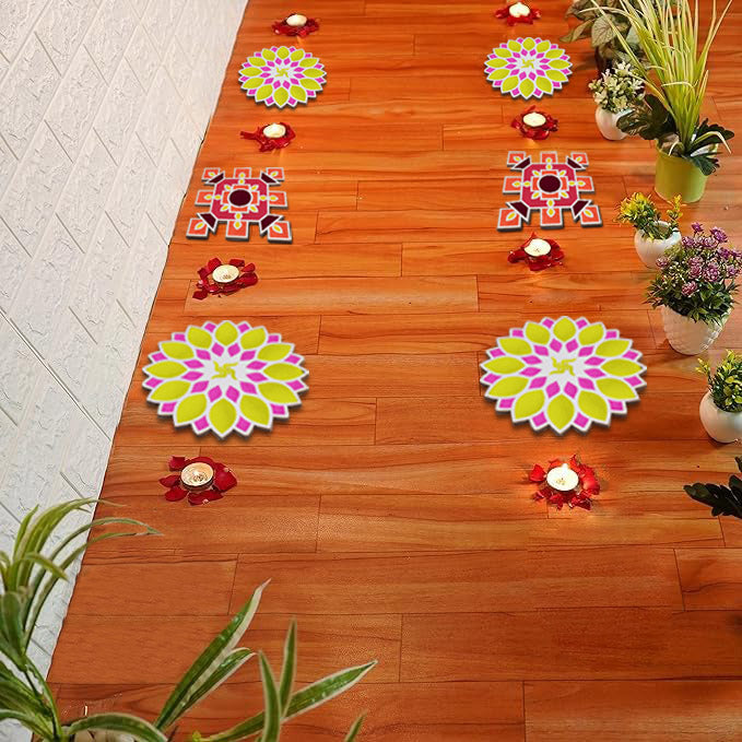 8-Inch Rangoli Stencils: Reusable Templates for DIY Decor Crafting on Floors Set of 6