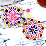 Set of 2 Rangoli Stencils with a Splash of Colors