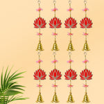 Attractive 1 Tier Lotus with Bells Wall Hanging Backdrop (4Pair Latkans)