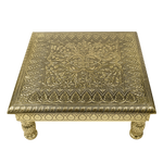 Elevated Artistry: Embossed Pattern Wooden Chowki
