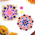 Set of 2 Rangoli Stencils with a Splash of Colors