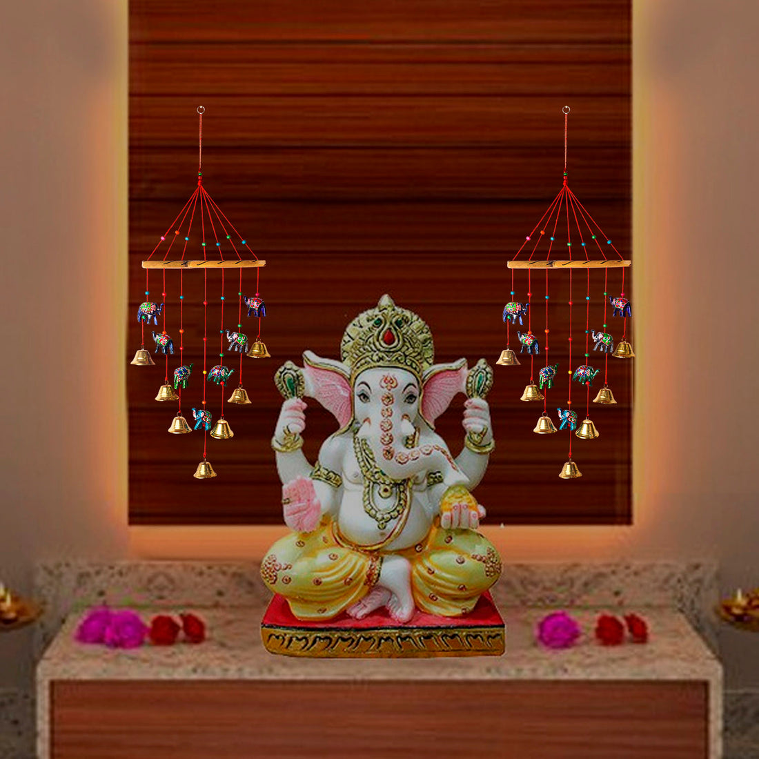 Rajasthani Colorful Elephant Wall Hanging Wind Chimes