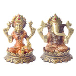 4.7 Inch Handcrafted Lakshmi Ganesha Idol in Brass