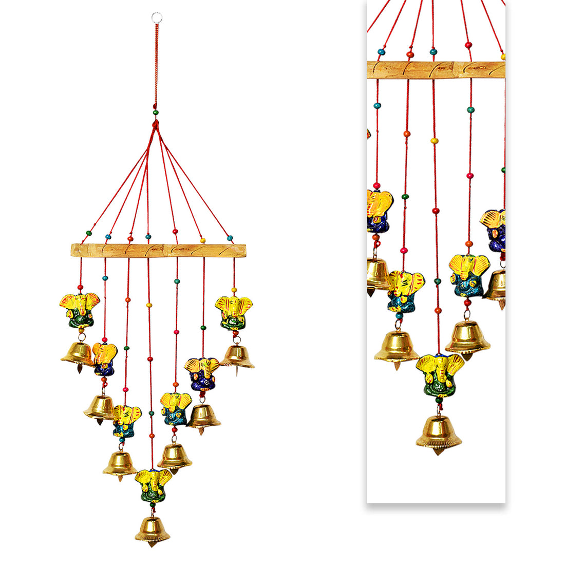 Rajasthani Colorful wooden Ganesh Wall Hanging Wind Chimes