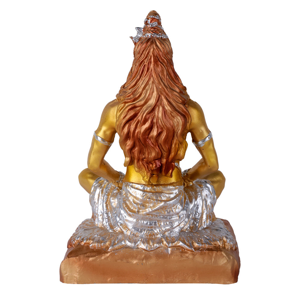 Premium Silver & Gold Shiv Ji Meditating Resin Statue
