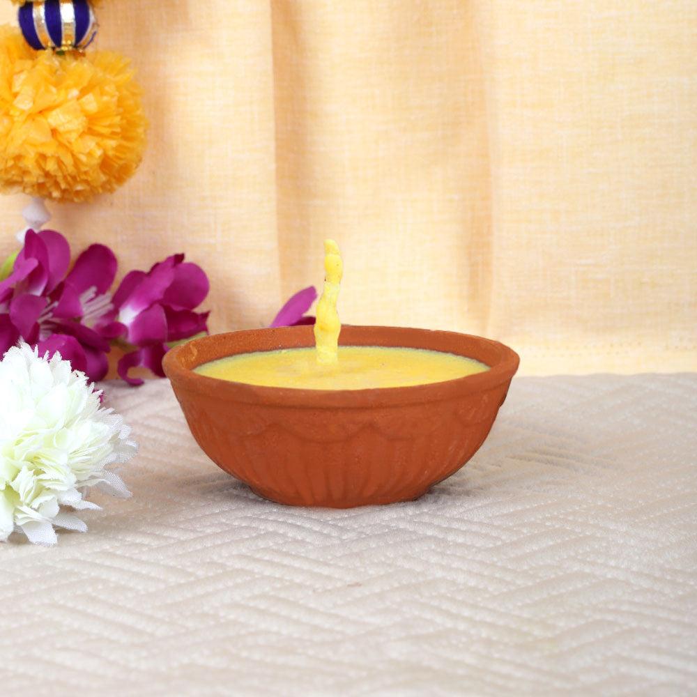 Pure Cow Ghee Akhand Jyot 12 to 14 Hours Burning Clay Diya Pack of 1