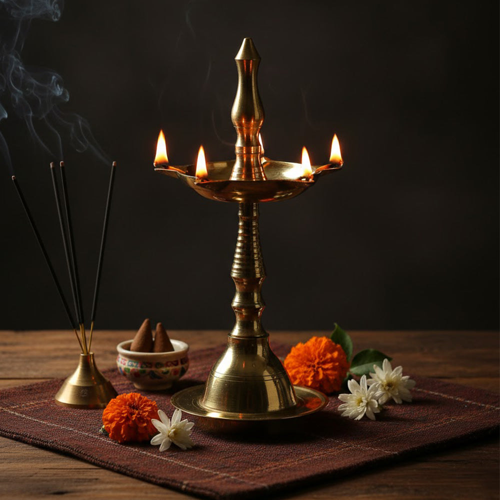 5.5-6 Inch Beautiful Brass Kerala Inauguration Diya Deepam