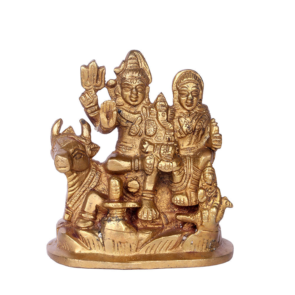 4.3 Inch Divine Shiva Family Brass Idol