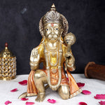 11 Inch Brass Hanuman Idol with Gadha Protection & Devotion