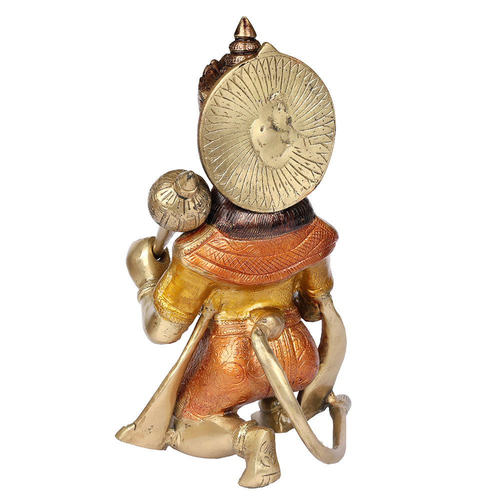 11 Inch Brass Hanuman Idol with Gadha Protection & Devotion