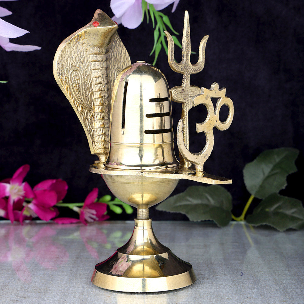 7 Inch Traditional Pure Brass Shivling