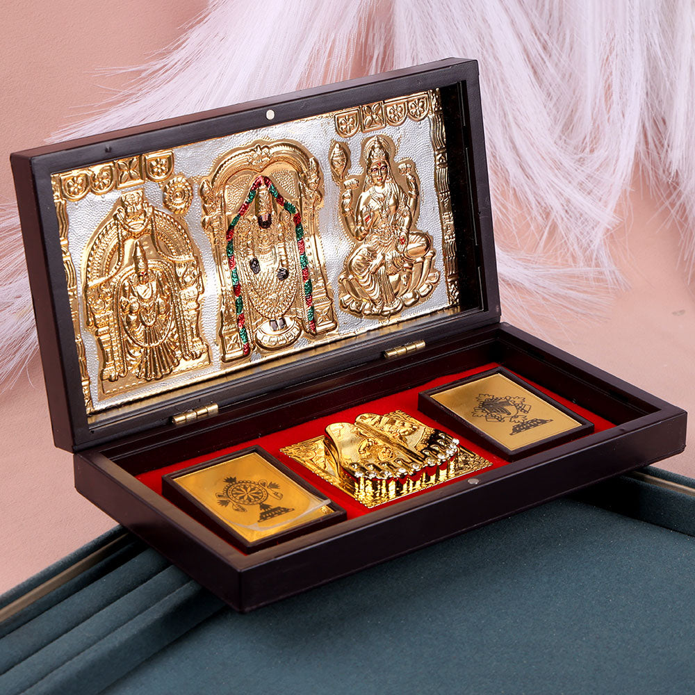 Om Shri Venkateshaya Namaha Charan Paduka Box - Big