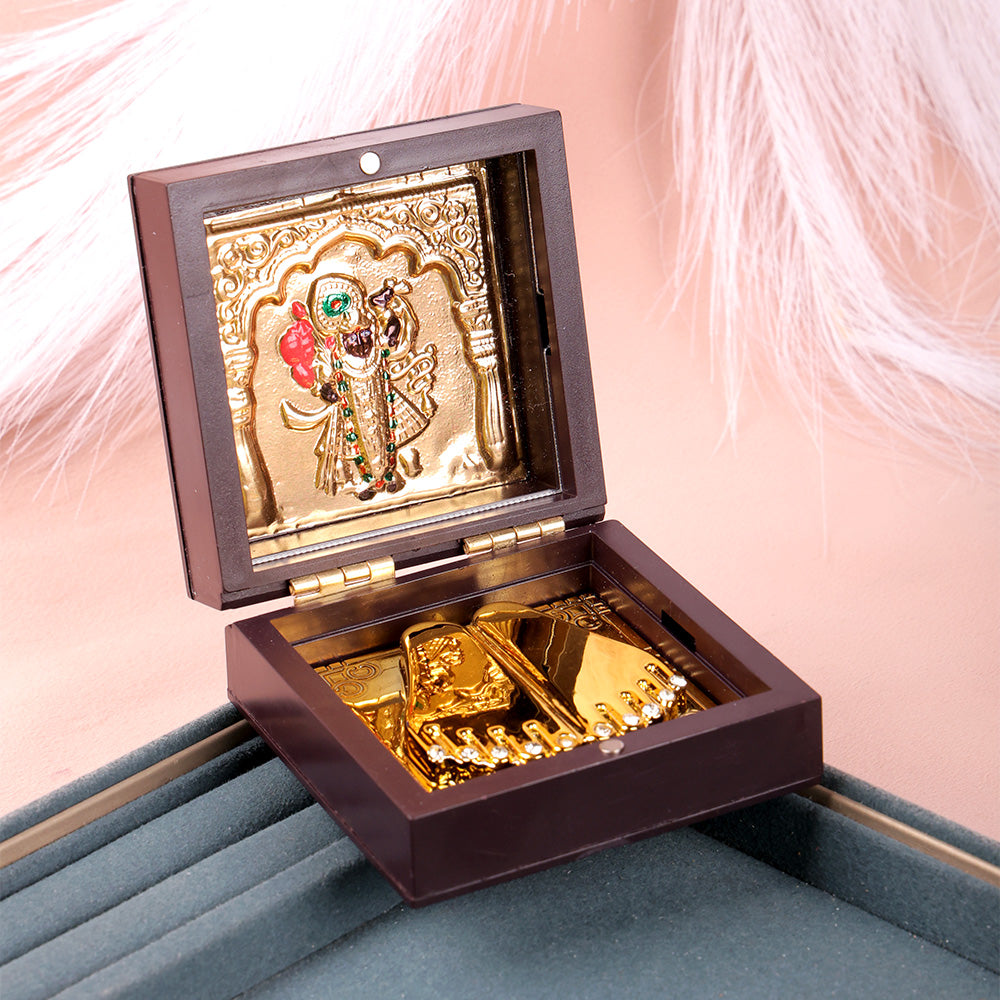 Jai Shree Krishna Charan Paduka Box - Small