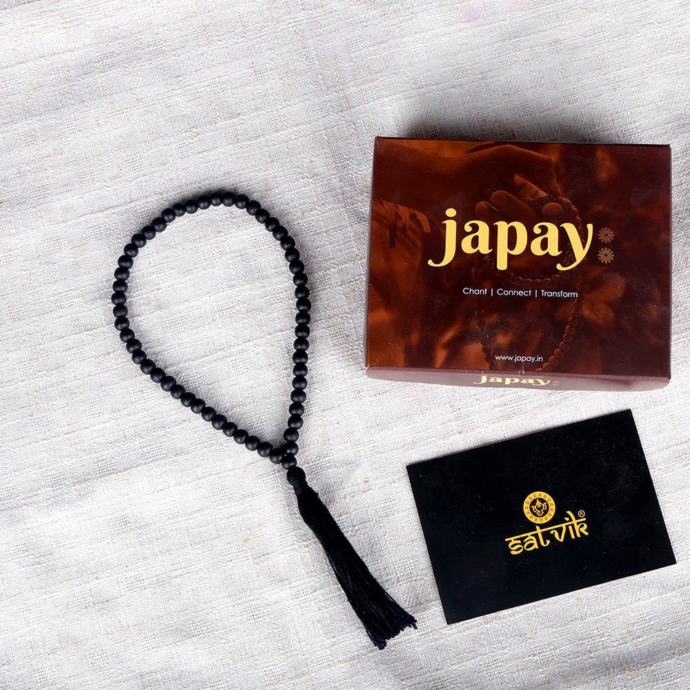 7 MM Govt. Certified Karungali Jap Mala 54+1 Beads