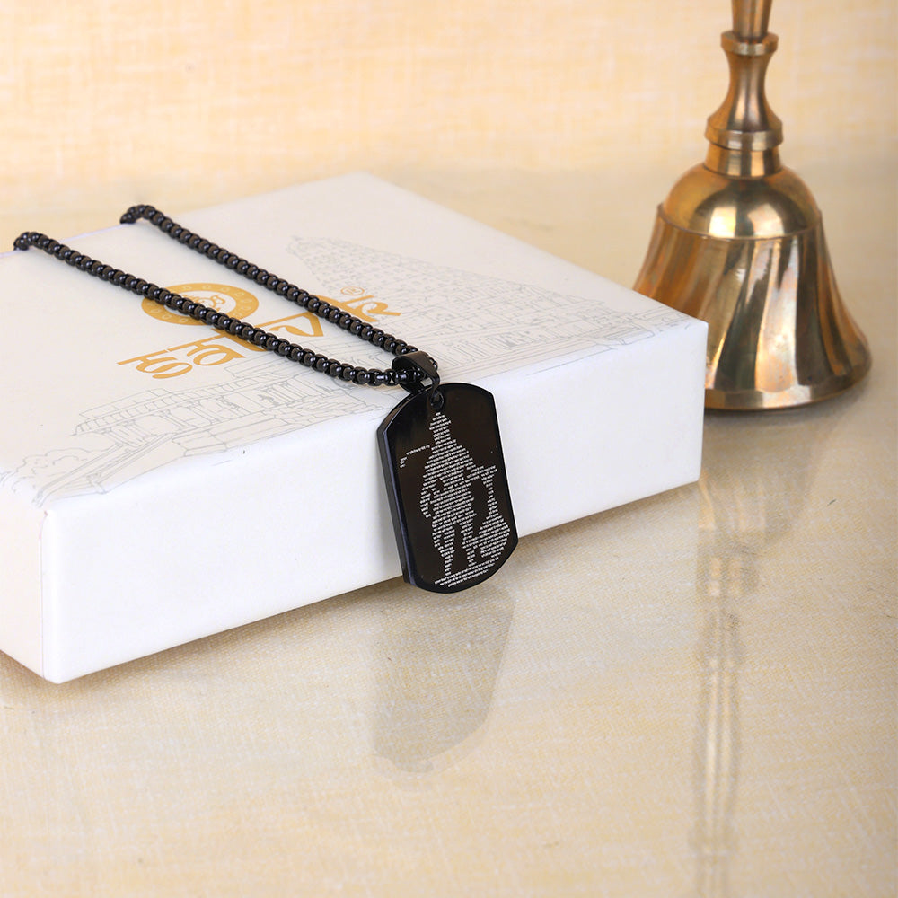 Lord Hanuman Pendant Engraved Hanuman Chalisa Black