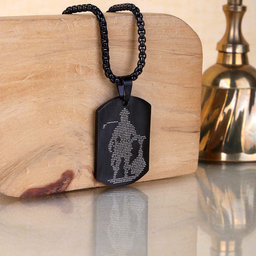 Lord Hanuman Pendant Engraved Hanuman Chalisa Black