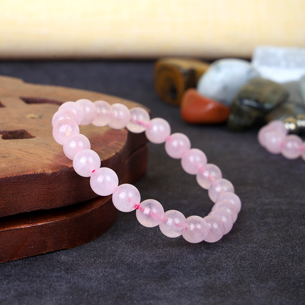 Rose Quartz Round Bead Bracelet Stylish Spiritual Wear
