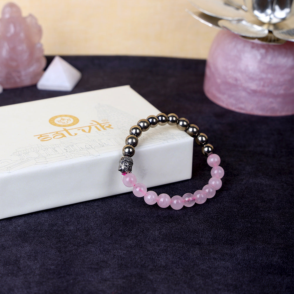 Rose Quartz & Golden Pyrite Bracelet Stylish Spiritual Wear