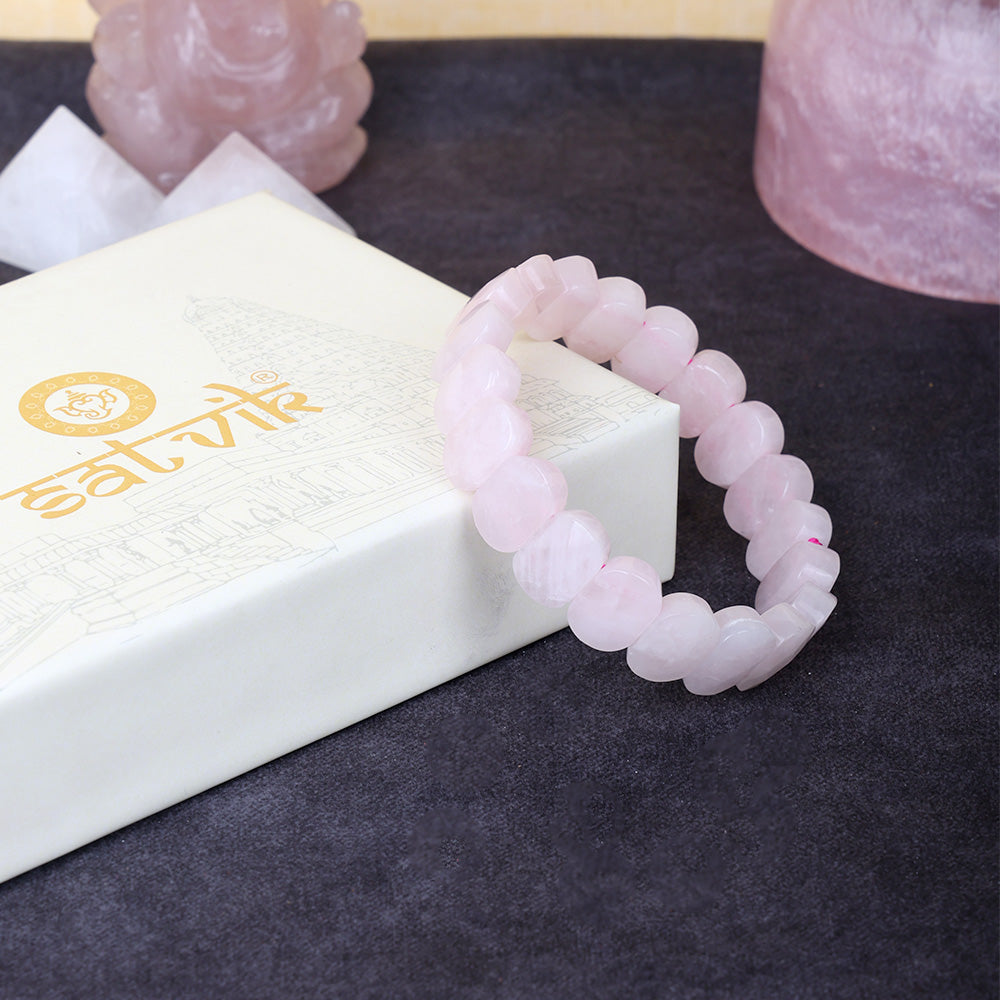 Rose Quartz Flat-Beaded Bracelet Stylish Spiritual Wear