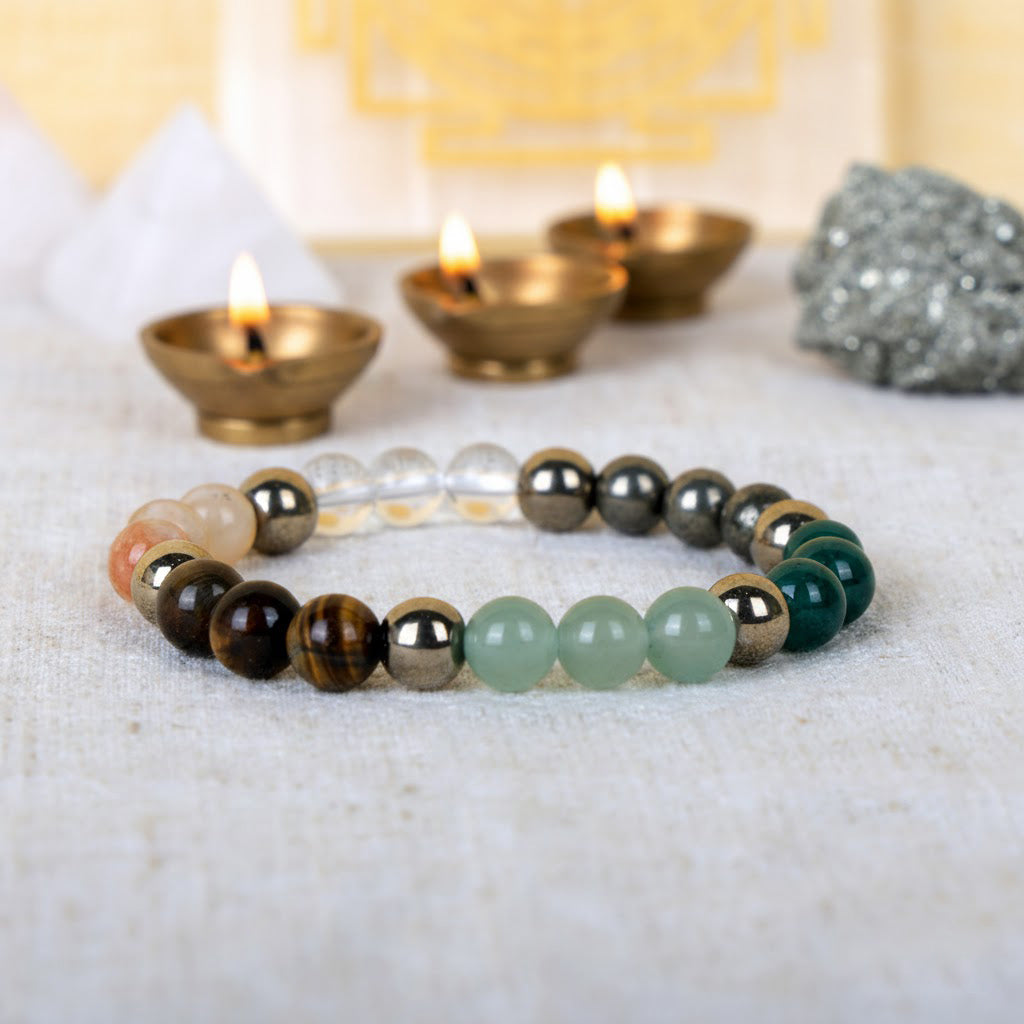7 Horses Pyrite Frame & Dhanyog Bracelet Combo
