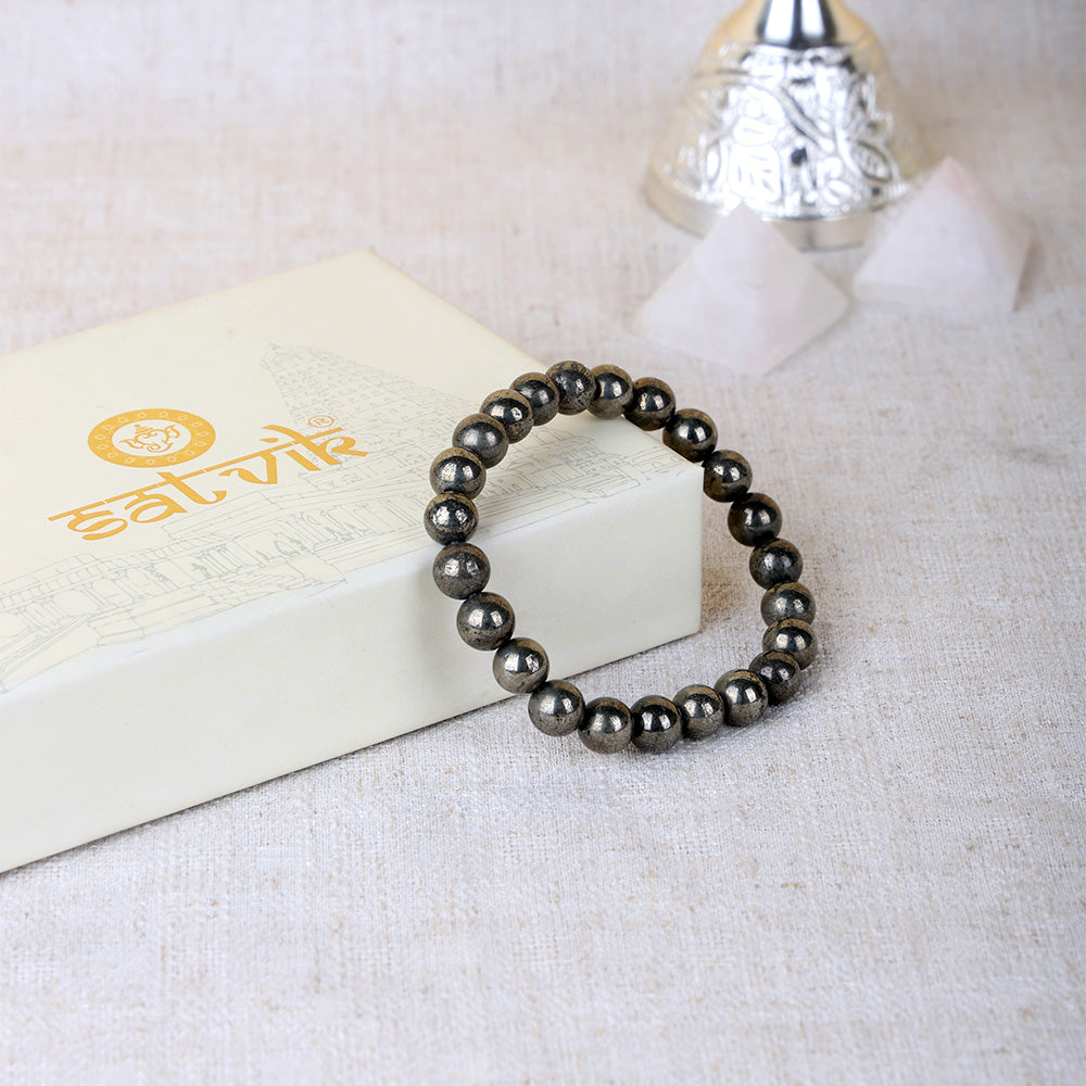 Natural Pyrite Bead Bracelet