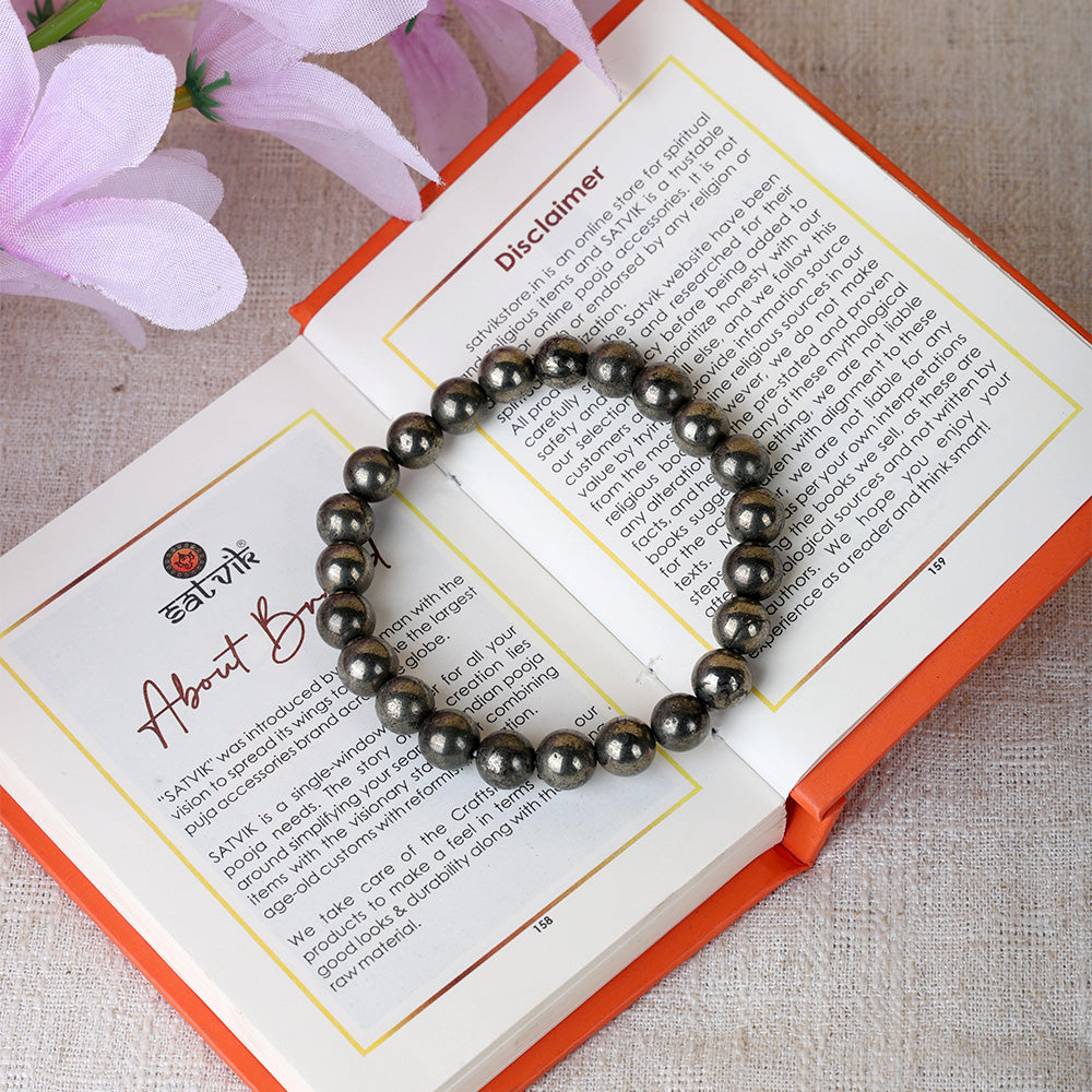 Natural Pyrite Bead Bracelet