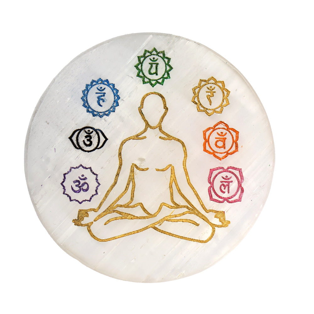 Selenite 7 Chakra Charging Plate Spiritual Healing Tool