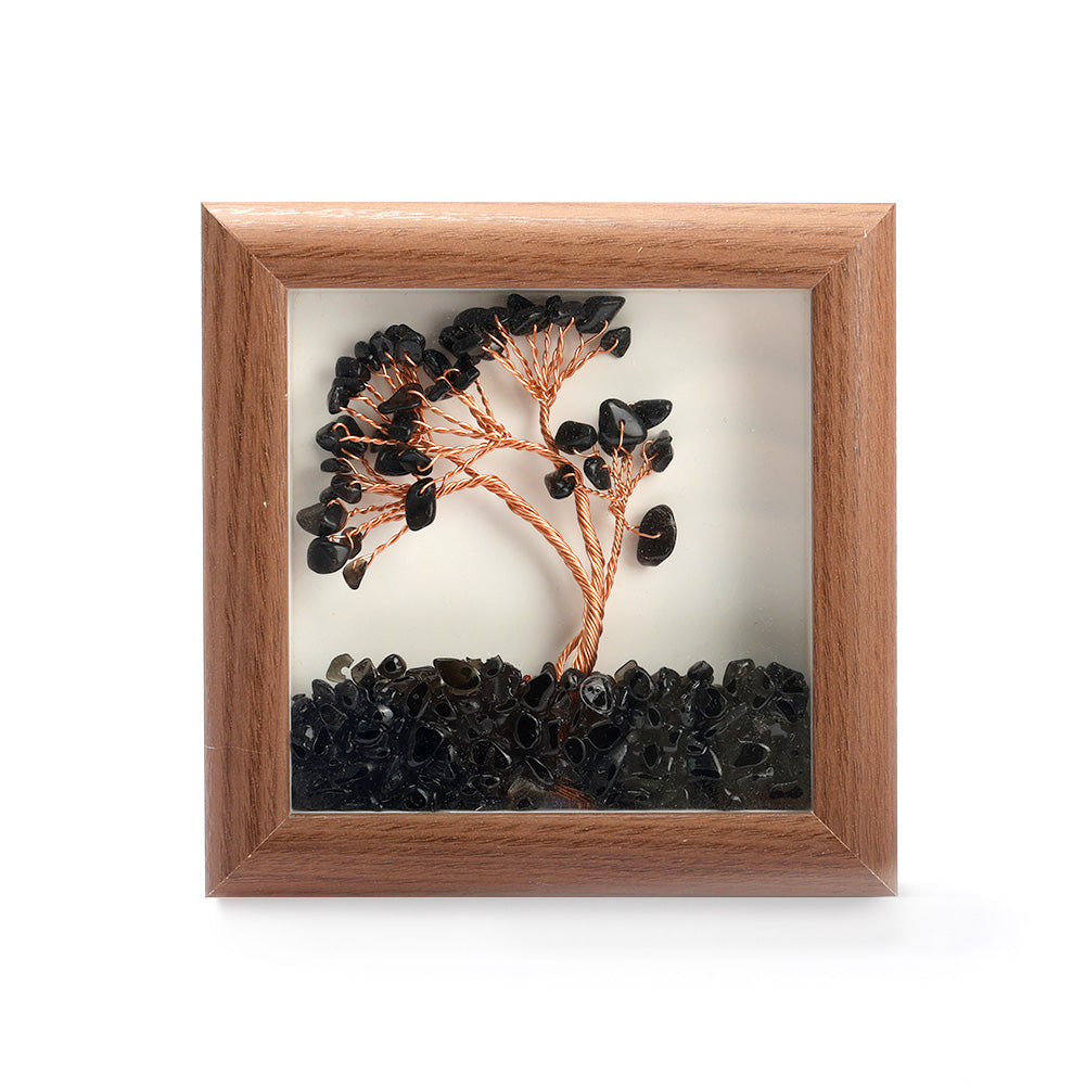Black Onyx Tree with Frame Decorative Spiritual Piece