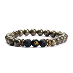 Om Raw Pyrite with Lava Bracelet Spiritual Healing Wear