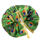 Size No.2 Silky Peacock Printed Laddu Gopal Dress