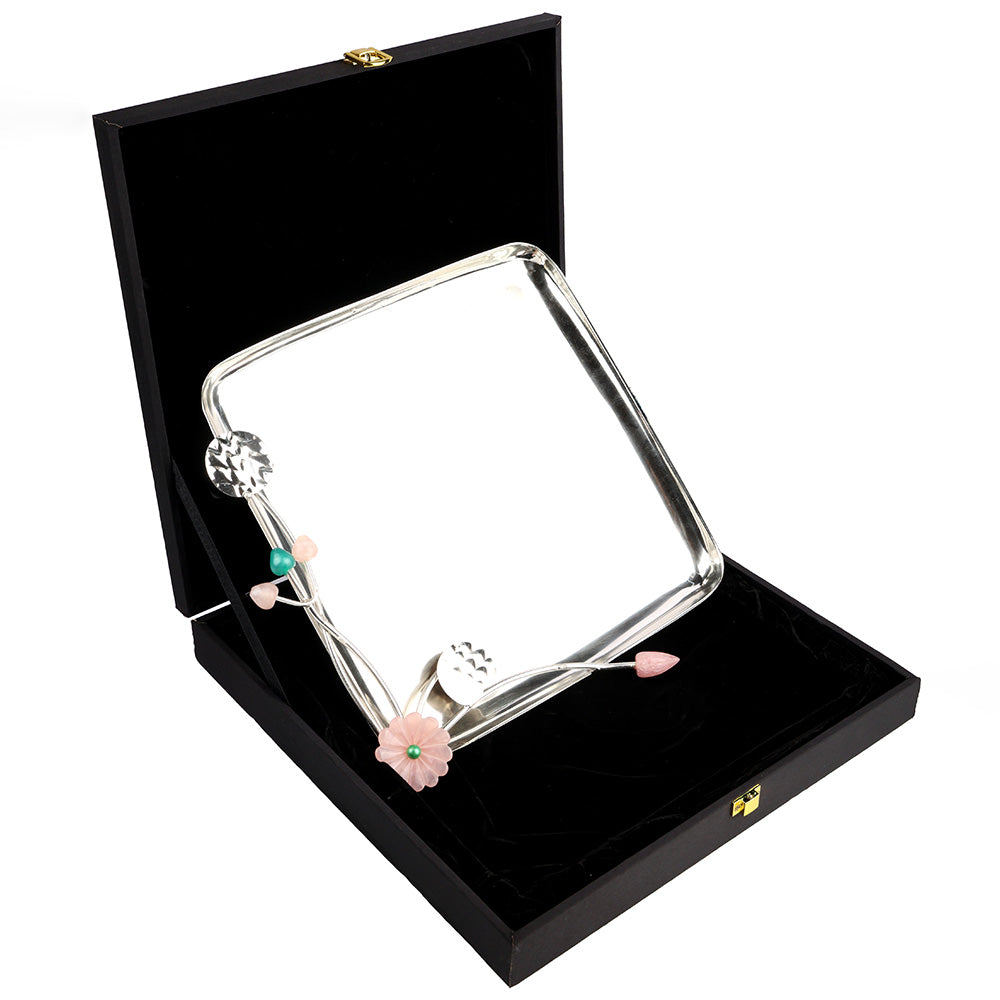 Silver Plated Tray – Decorative Serving & Pooja Platter Spiritual Use