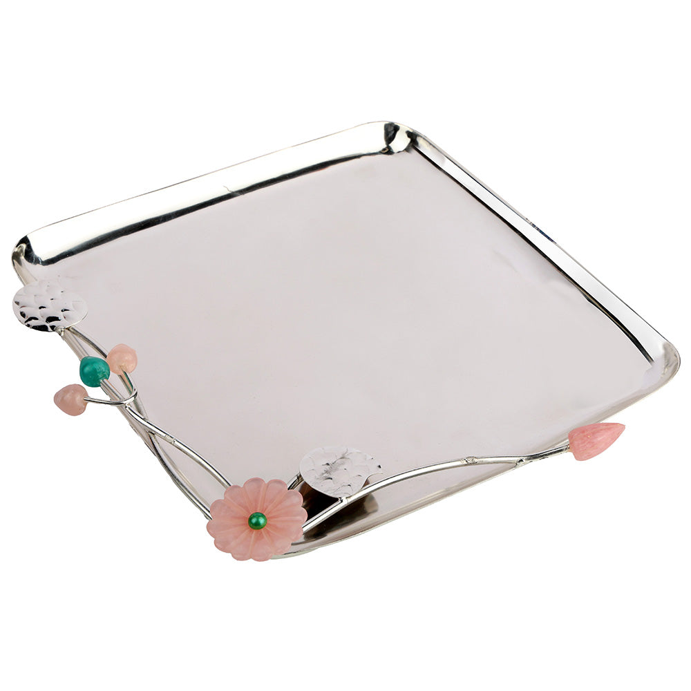 Silver Plated Tray – Decorative Serving & Pooja Platter Spiritual Use
