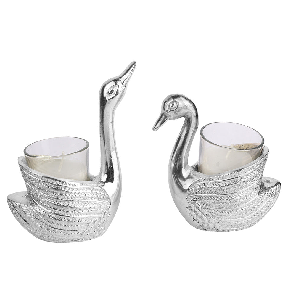 Silver Plated Swan Candle Holder – Decorative Home & Spiritual Decor