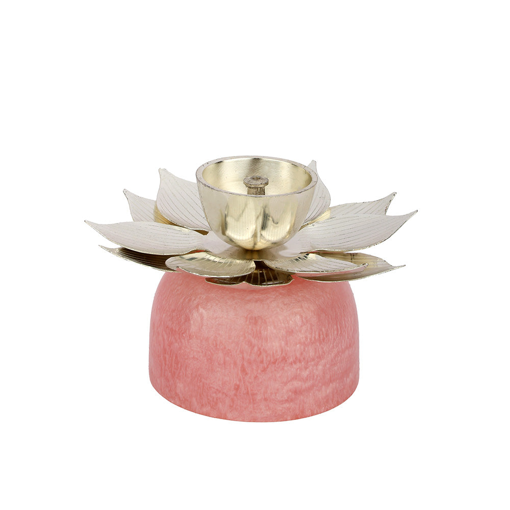 Lotus Silver Plated Oil Diya Lamp – Decorative Pooja Use
