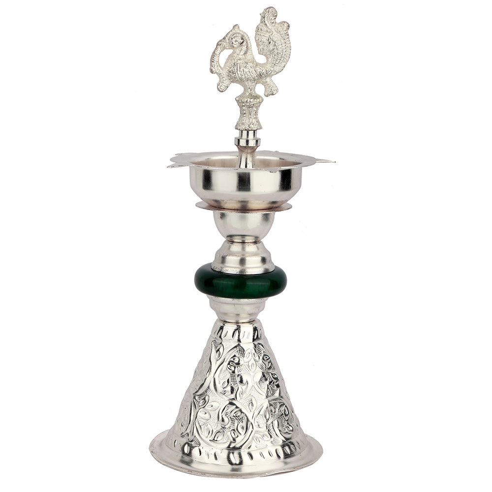Silver Kerala Diya Samai – Traditional Pooja Oil Lamp Spiritual Use